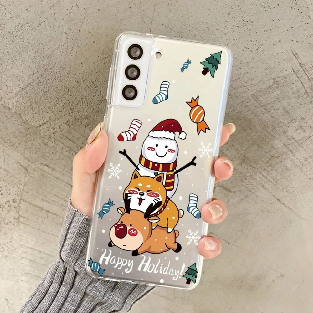 Рождественский мультяшный новогодний подарок чехол для телефона Samsung S 20 21 22 23 Redmi
