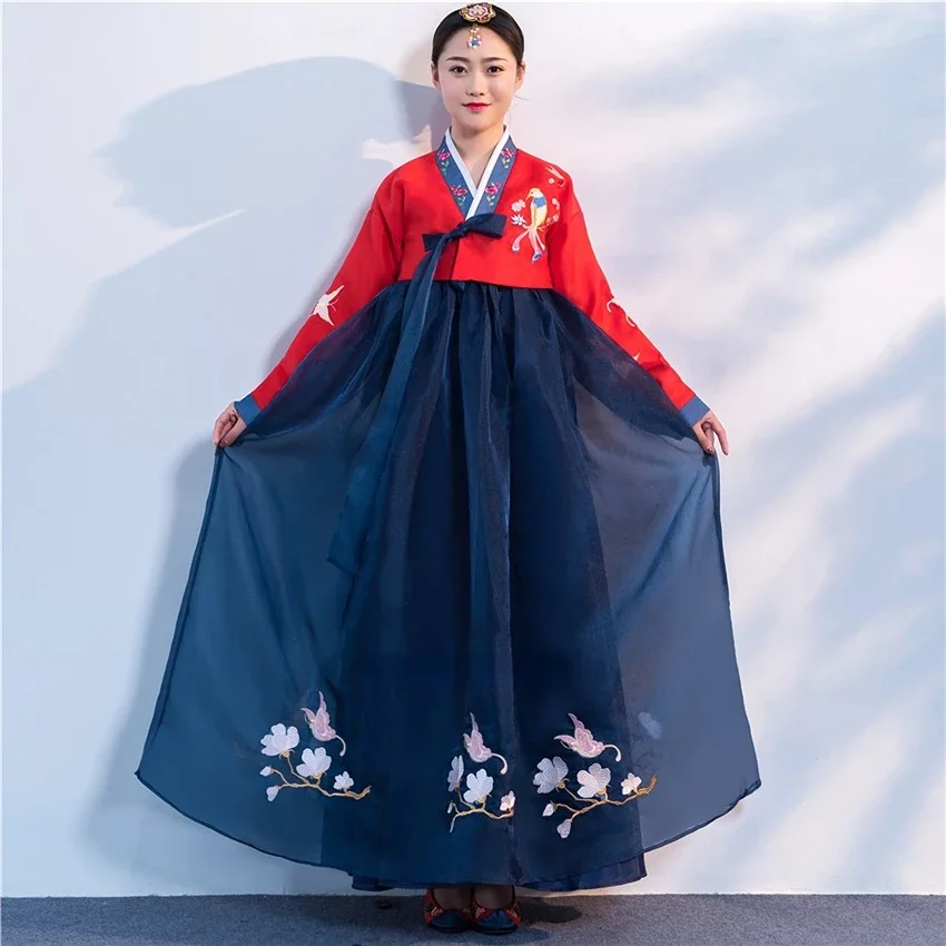

Традиционный Женский традиционный костюм православной Hanbok, корейское платье, элегантный дворцовый костюм принцессы, Корейская вышивка, Свадебная вечеринка