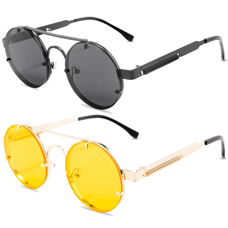 

Vintage Steampunk Sunglasses Men Round Metal Punk Sun Glasses High Quality Brand Design Women Sun Glasses Oculos De Sol UV400