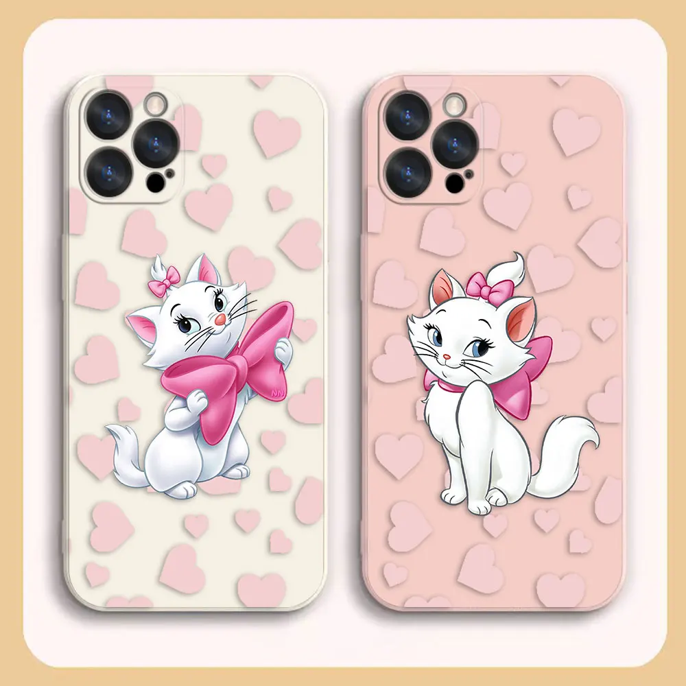 

Case For iPhone 14 13 12 11 Pro XS Max Mini X XR 7 8 6 6S Plus Colour Simple Liquid Silicone Case Disney Marie Aristocats Cat