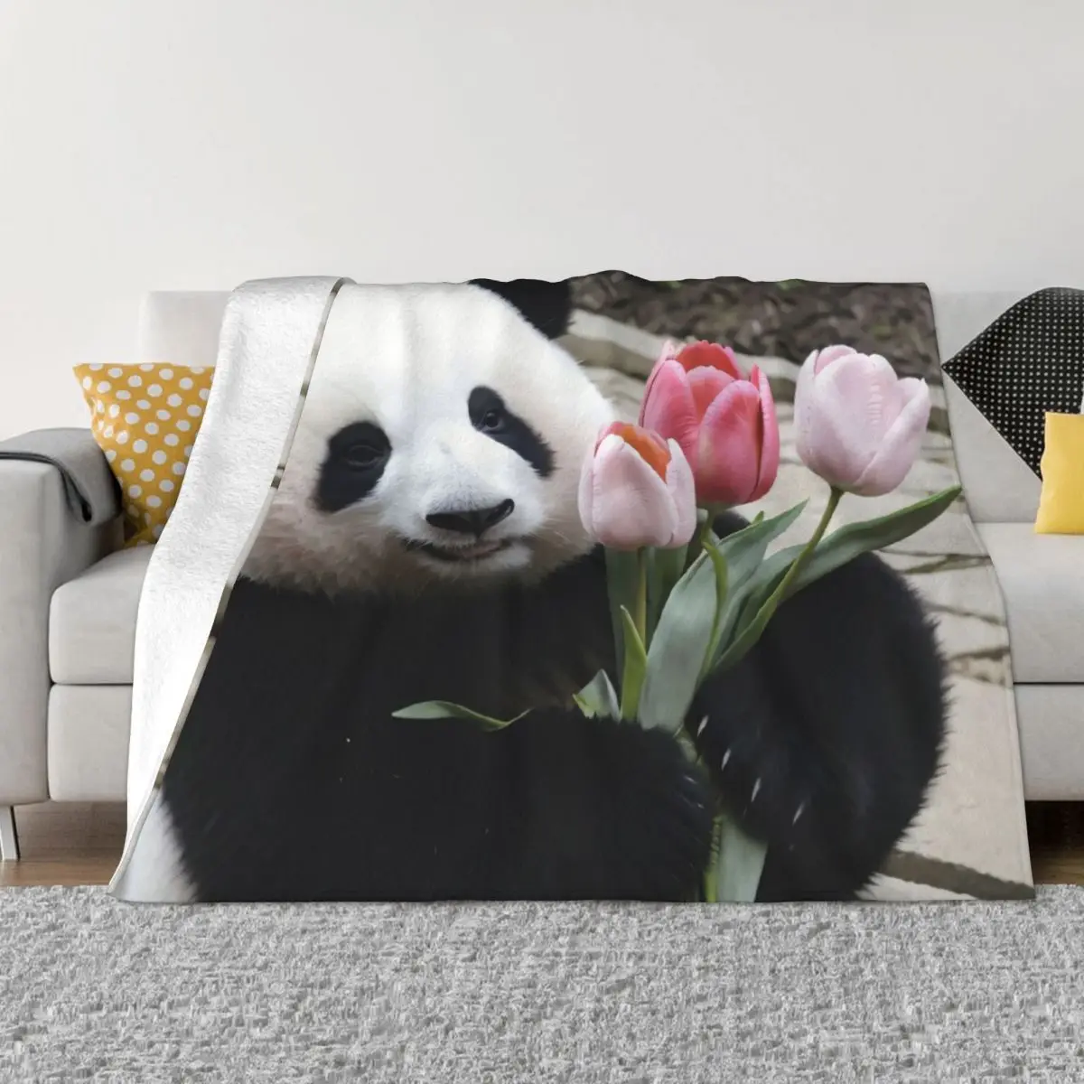 Одеяло Huahua Panda с милыми животными всесезонное моющееся в машине настраиваемое