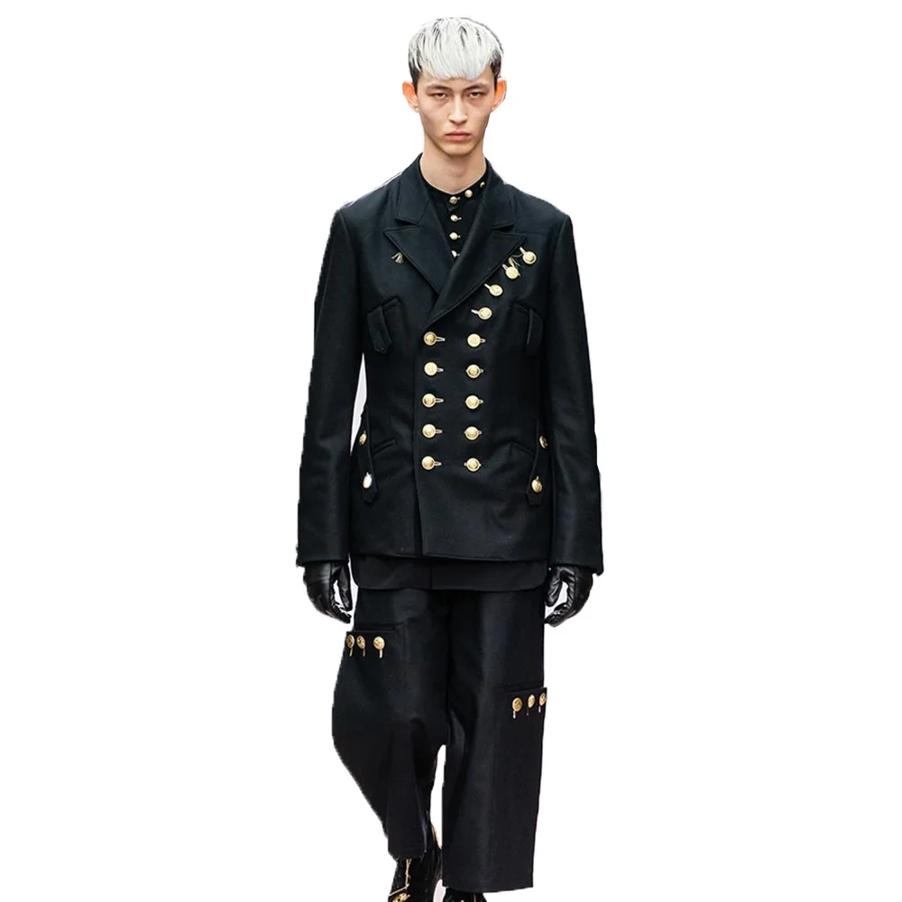 

Stage Costumes For Singers Mens Blazer Suit Personalized Fashion Black Slim Double Breasted Men's Nightclub Hip Hop Jacket