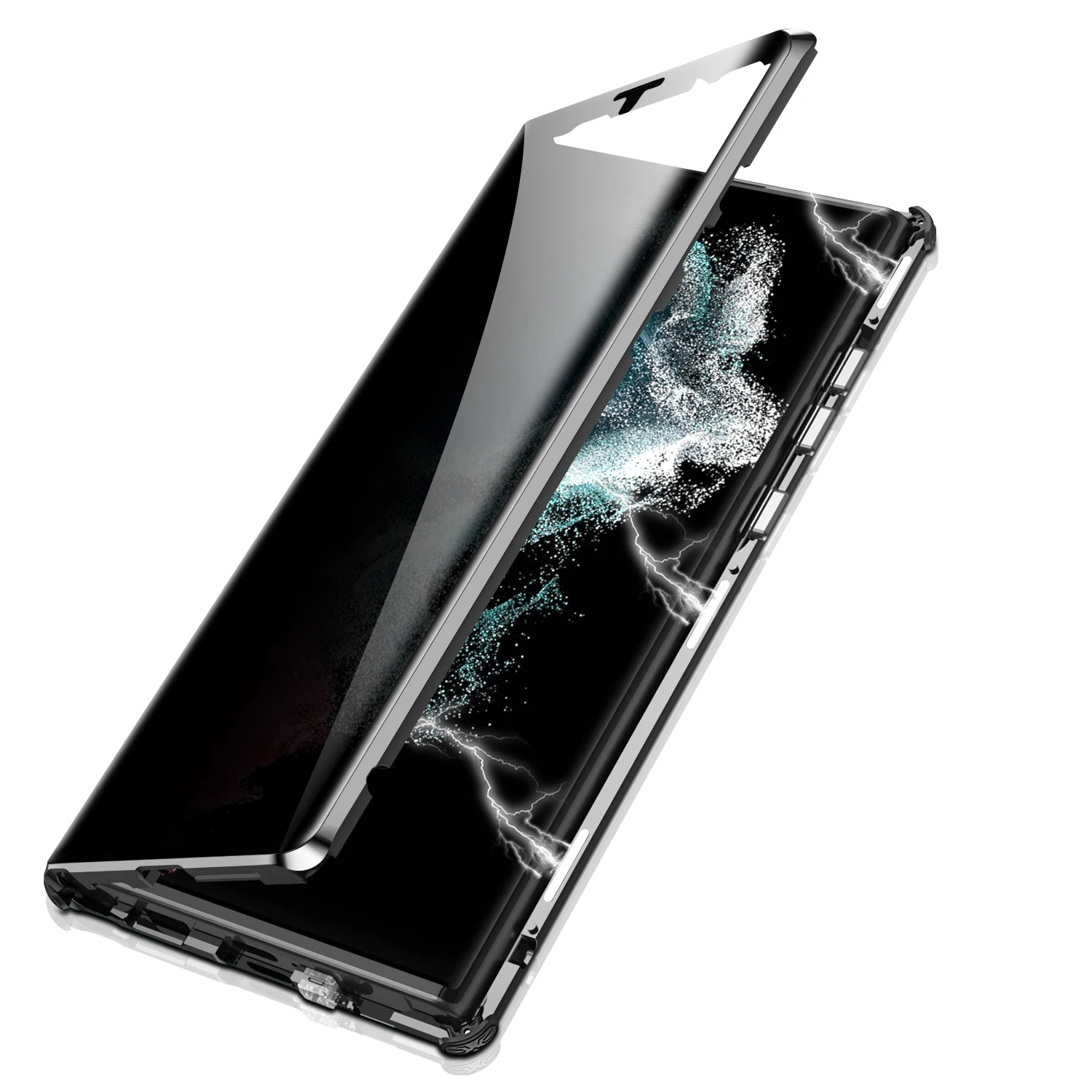 Anti Glare Magnetic Case For Samsung Galaxy S22 Ultra S22 Plus Metal Bumper Privacy Tempered Glass Camera Phone Cover S21 FE