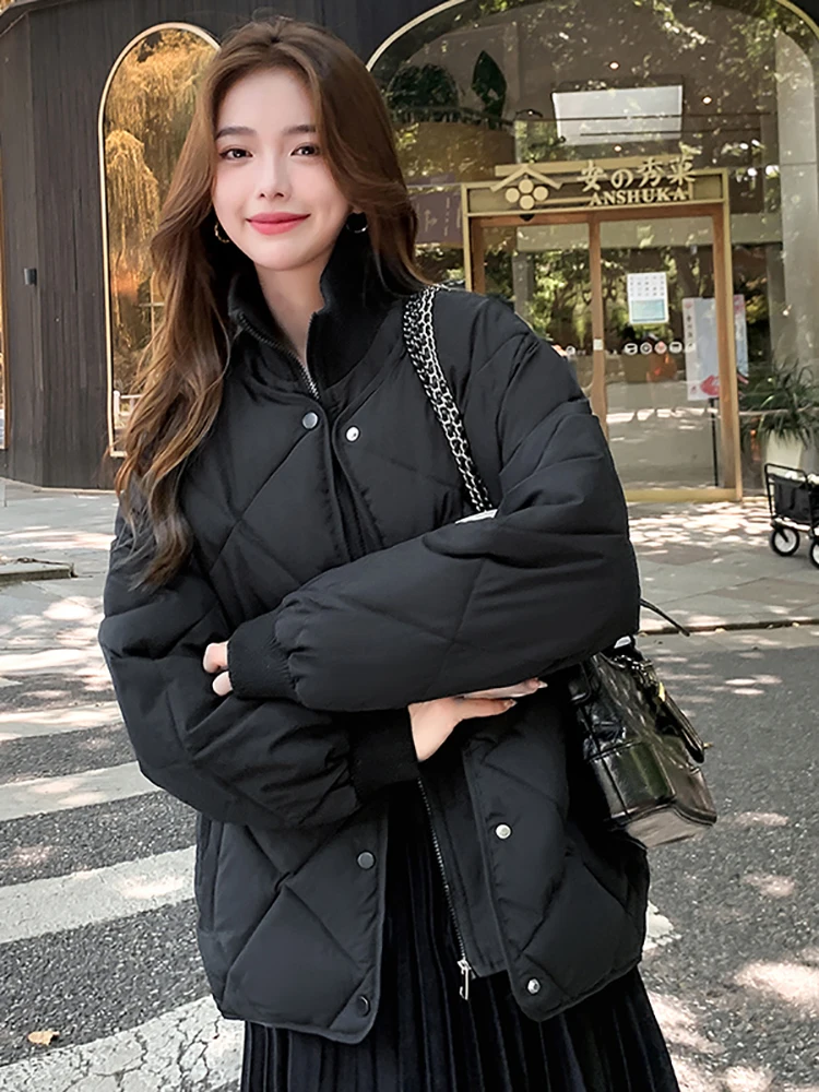 Women White Duck Down Coat 2023 Winter New Fashion Female Scarf OverSize Jackets Round Neck Loose Thicken Parkas Warm Outwear