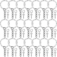 150pcs silver screw eye pin key chains with open jump ring chain extender eye pins split keyring jewelry making findings