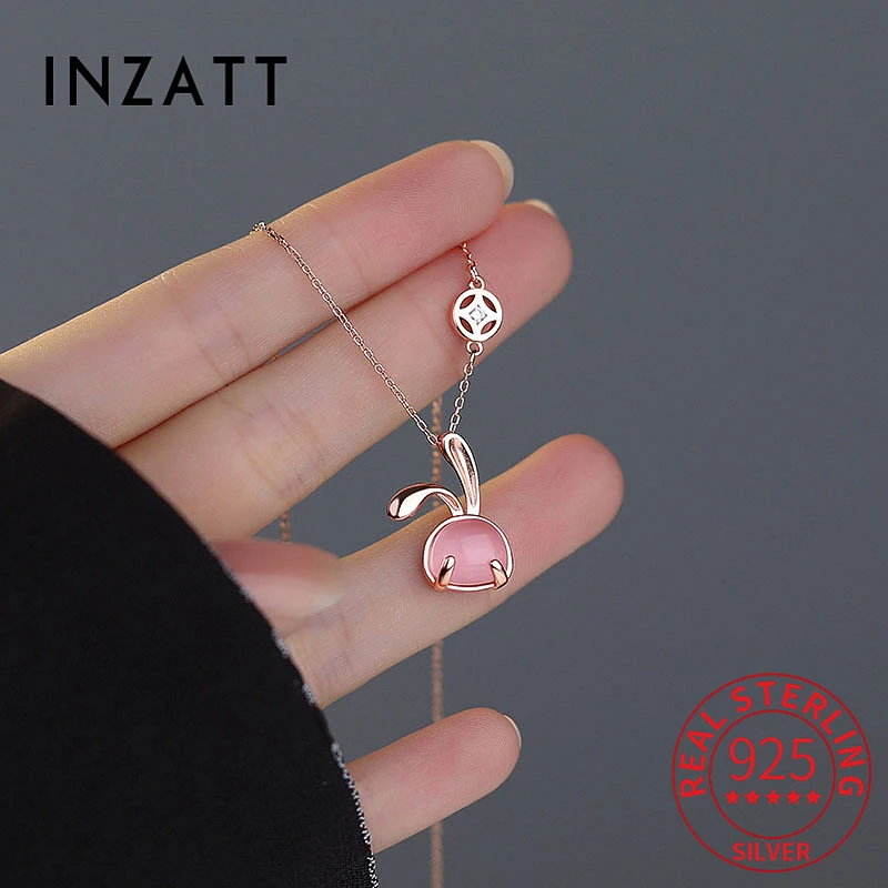 

Чокер INZATT из настоящего серебра 925 пробы с розовыми кристаллами Женский, милое изящное ювелирное изделие в минималистичном стиле с кроликом...