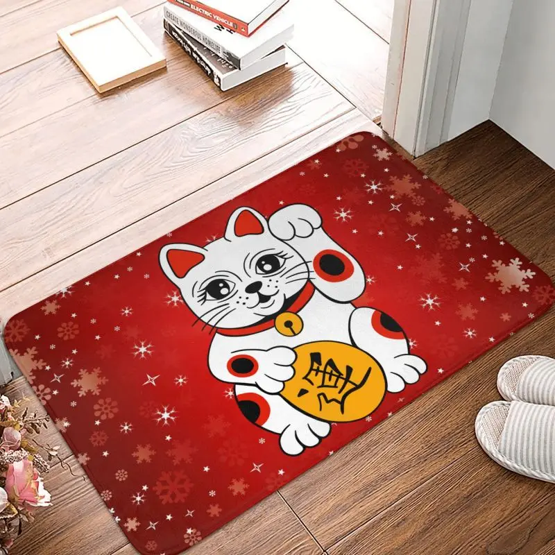 Пользовательские Maneki Neko Waving Lucky Cat дверь напольный коврик для ванной комнаты и