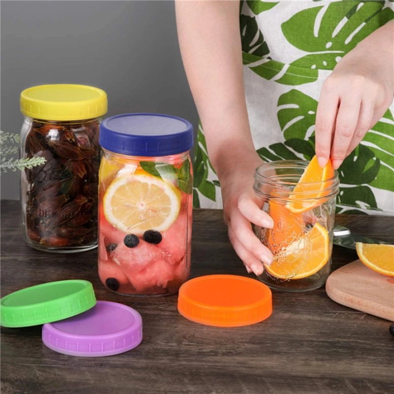 

16 Pack Mason Jar Lids Leak Proof Seal Silicone O Ring Plastic Screw Lid Universal Storage Cap Cover For Wide Mouth Mug Cannings