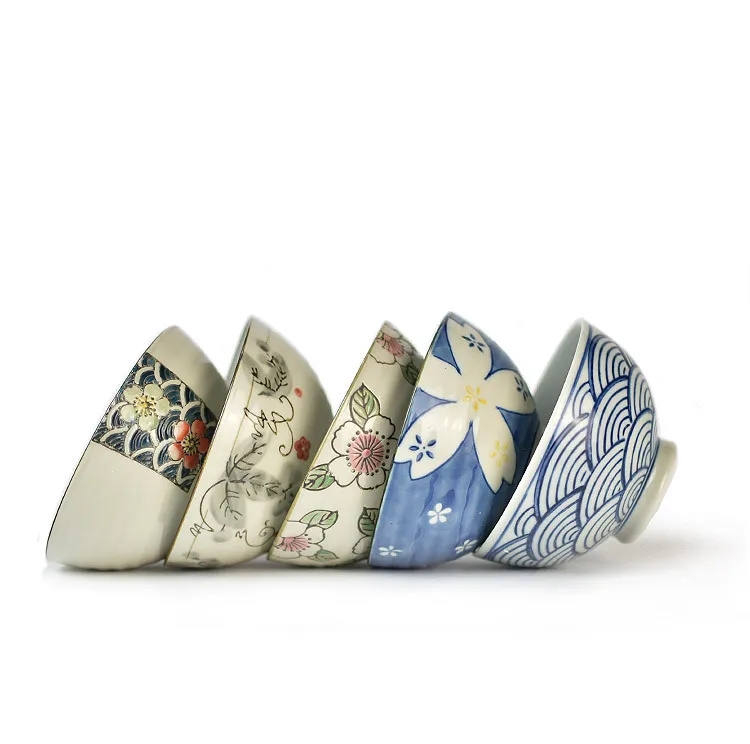 

1 PC Japanese Ceramic Bowl Rice Soup Tableware Creative Hand-painted Underglaze