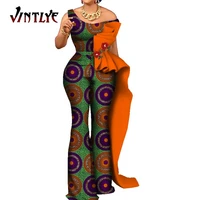 bazin riche african jumpsuit for women patchwork strapless jumpsuit with ruffle large size african lady clothing wy7871