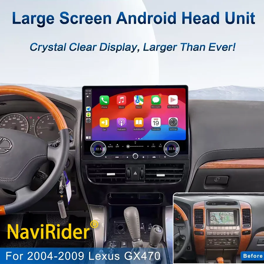 

16,8 "для Toyota Prado 120 2002-2009 гг. Для Lexus Gx470 Android 13 Автомобильный радиоприемник с сенсорным экраном Carplay GPS Видеоплеер Мультимедиа HU