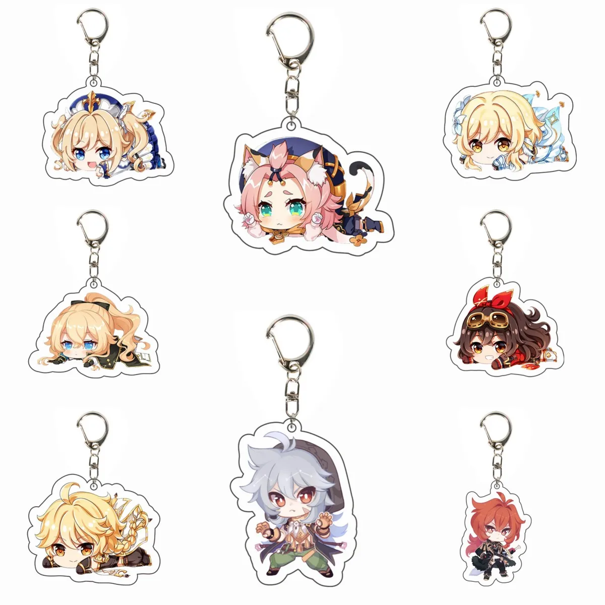 

Anime Key Chain Genshin Impact Barbara Venti Hutao Qiqi Keychain Cute Bag Pendant Keyring for Women Accessories Jewelry Men Gift