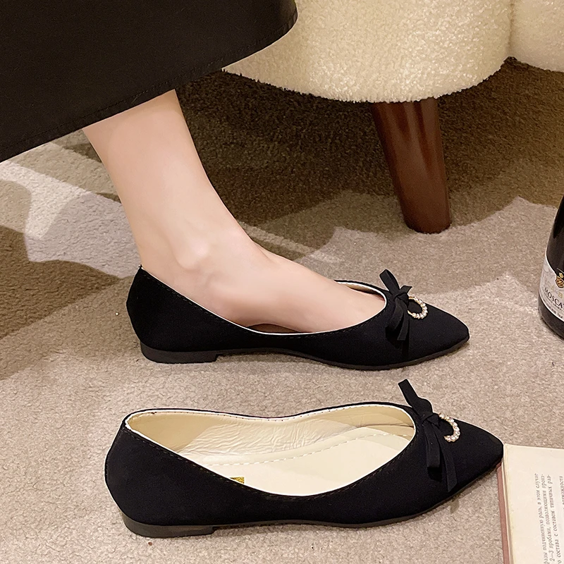 

Flats Shoes Women Zapatos De Mujer Pointed Toe with Bow Shoes for Women Ballet Flat Foldable Flats Ladies Shoes Woman Shoes