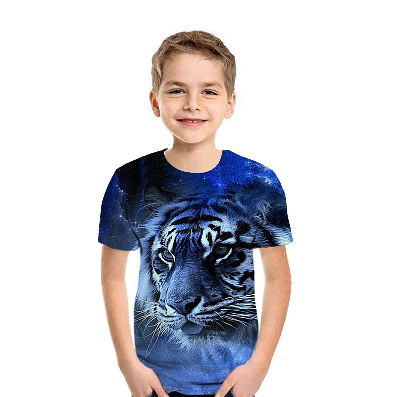 

Summer Children 3D Short-Sleeved Leisure T Shirt Animal Lion Tiger Wolf Cats Printed Boys Girls T-shirt Kids Fashion Tshirt