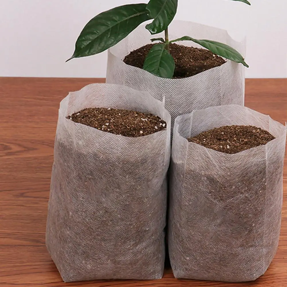 

Compact Pot Growing Bag Sturdy Non-woven Fabric Non-woven Fabric Gardening Bag Nursery Bag Gardening Bag 100Pcs
