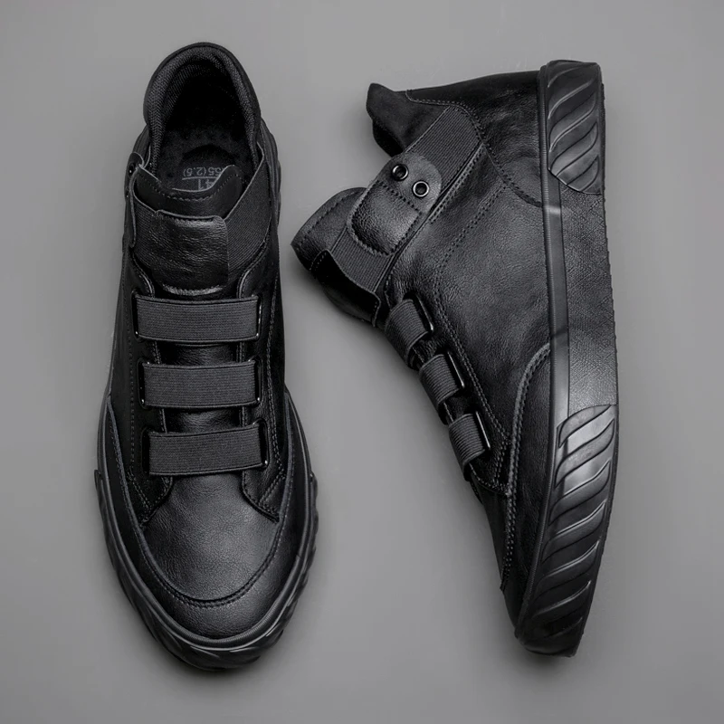 

New Men's Leather Shoes Korean Trend Comfortable Loafer Men Shoes British Fashion Men High Top Sneakers