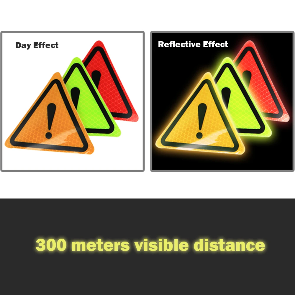 Universal Reflective Stickers Car Bodywork Decorative Paster Motorcycle Triangle Warning Label DIY Reflective Warning Sticker