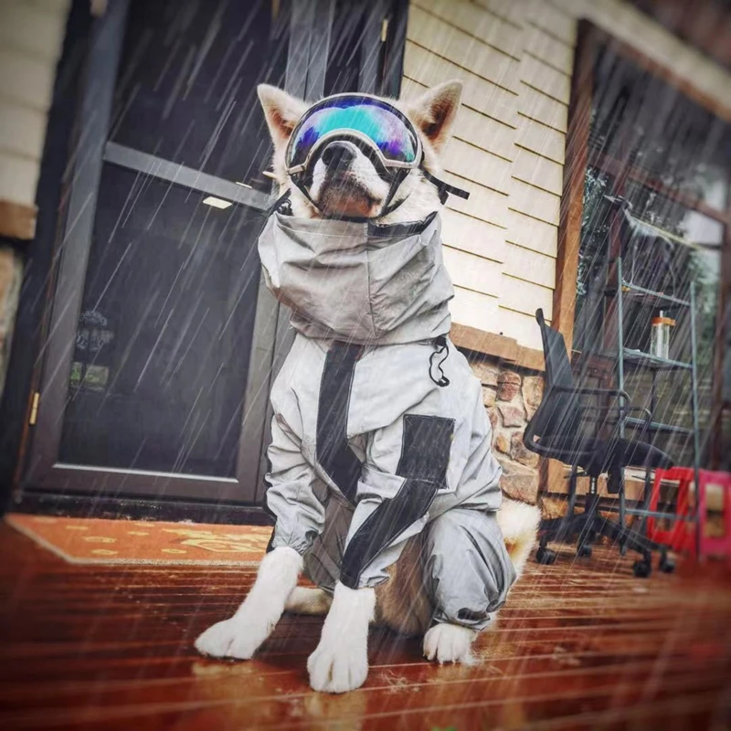 Pet Dog Waterproof Raincoat Jumpsuit Reflective Rain Coat Sunscreen Dog Outdoor Clothes Jacket for Small Dog Pet Supplies