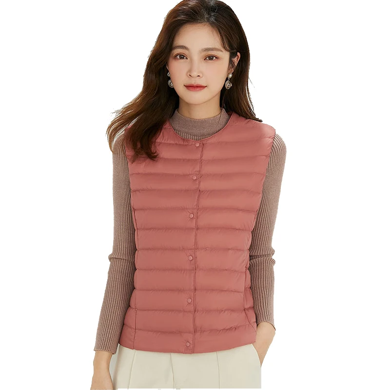 Spring Autumn Women Ultra Light Thin Down Vest White Duck Down Warm Winter Slim Waistcoat Under Parka Female Portable Outwear