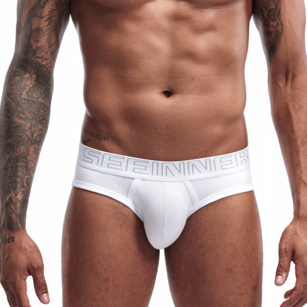 

Men's Fashion Convex Pouch Underwear Simple Solid Color Brief Ribbed Cotton Wide Waist 3 D Sports Breathable Panties Comfortable