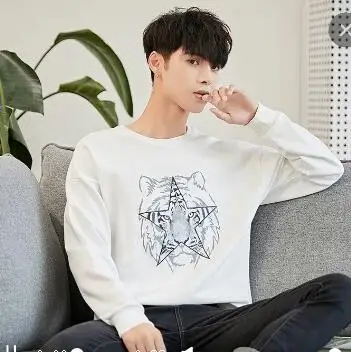 

2023HOT new youth long-sleeved shirts Korean version of round collar casual men's trend with a top coat men's wear