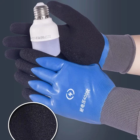 1 пара изолирующих перчаток, антиэлектрические защитные перчатки, резиновые рабочие нескользящие защитные изолированные перчатки для электрика