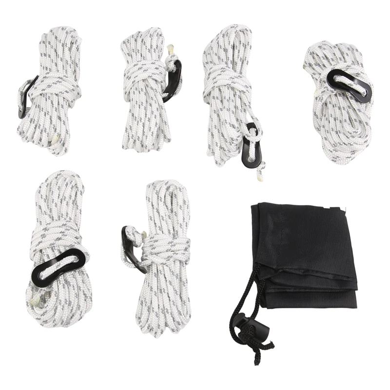 

6Pcs Tent Guy Ropes-4Mm Reflective Cord Tent Guide Rope With Aluminum Adjuster,For Outdoor Camping Hiking Awning Tents