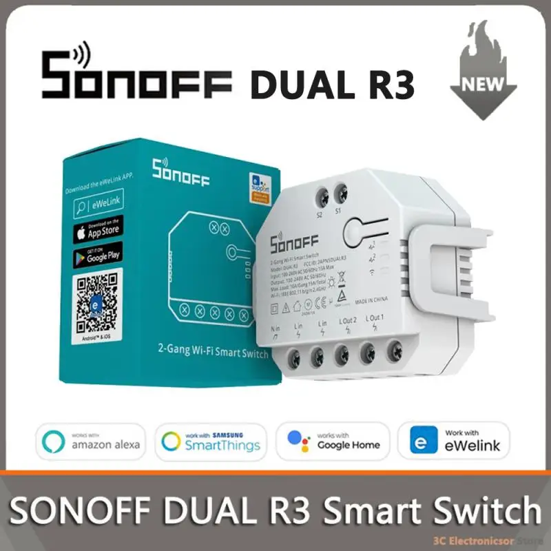 

SONOFF DUAL R3 2 Gang двойной релейный модуль WiFi умный переключатель с измерением мощности умный дом управление через eWeLink Alexa Google Home