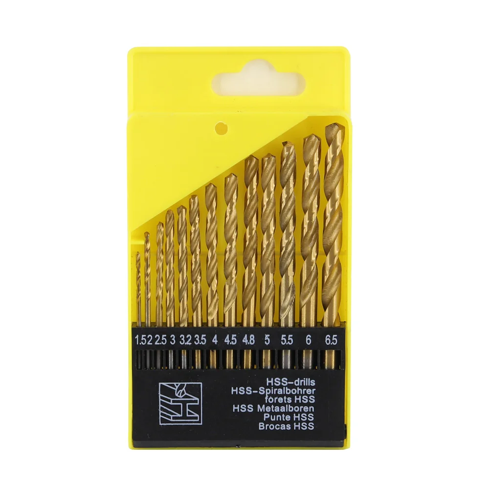 

Спиральные сверла из быстрорежущей стали с титановым покрытием 1.5-6.5 мм, 39 шт.