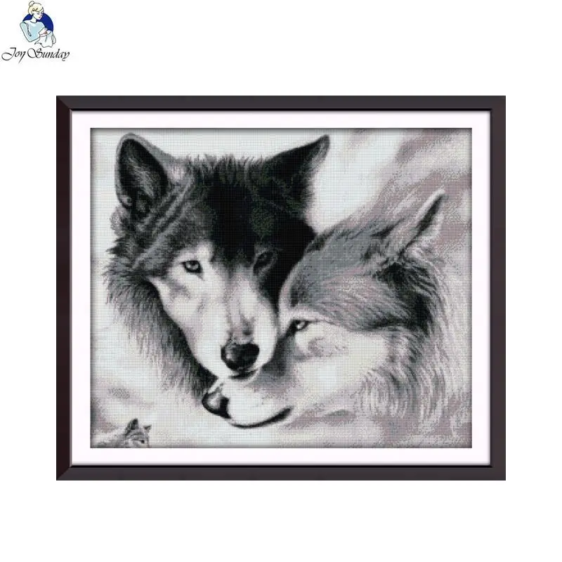 

Counting and Stamping Cross Stitch Kit DIY Wolf Animal Pattern Aida 14CT 11CT Printed Canvas Fabric Needle Embroidery Home Decor