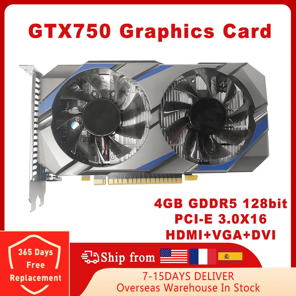 

Видеокарта GTX750 PCIE PCI-E X16 3,0 4 ГБ GDDR5 128 бит HD VGA DVI интерфейс видеокарты для NVIDIA GeForce GTX 750 бит