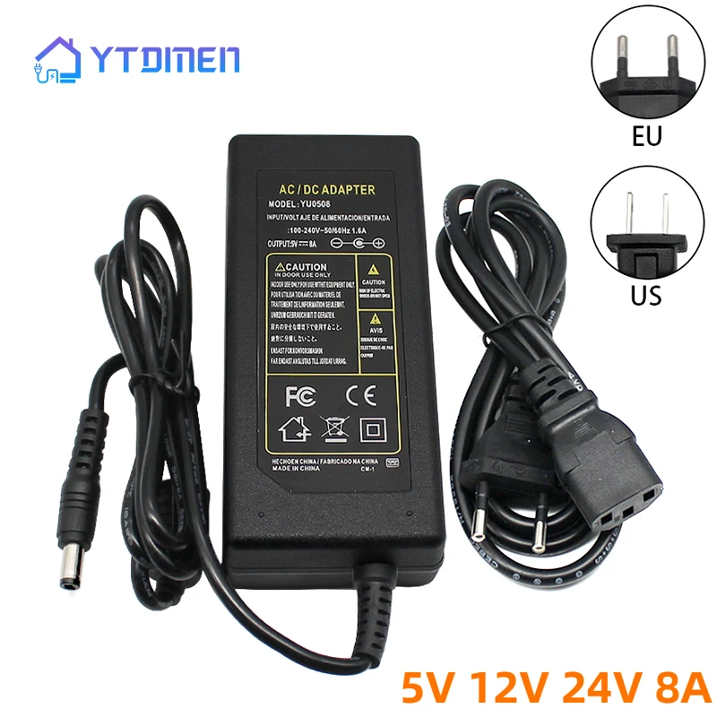 

DC 5V 12V 24V 8A Lighting Transformer AC 110V 220V Switching Power Supply 5.5*2.5 mm LED Power Adapter for CCTV LED lamp EU US