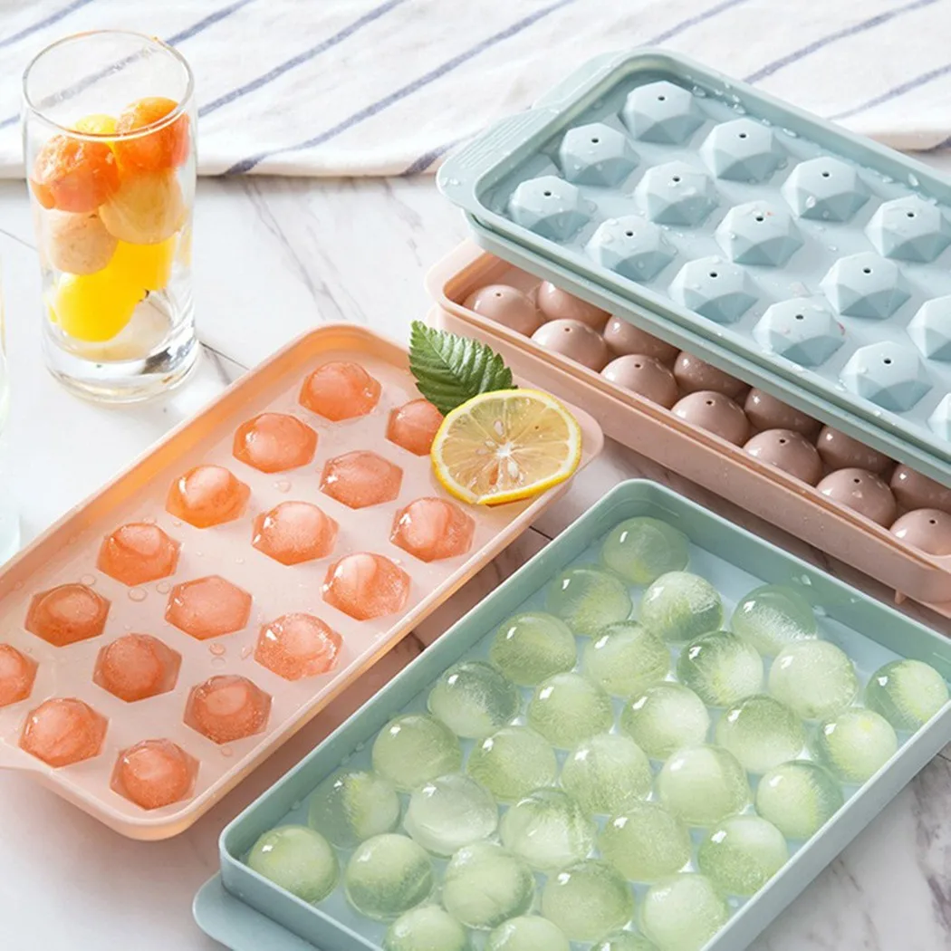 

Ice Cube Maker Tray 18/33 Cell Ice Cube Maker Mold With Lid For Baby Ice Cream Party Whiskey Cocktail Cold Drink Kitchen Tool