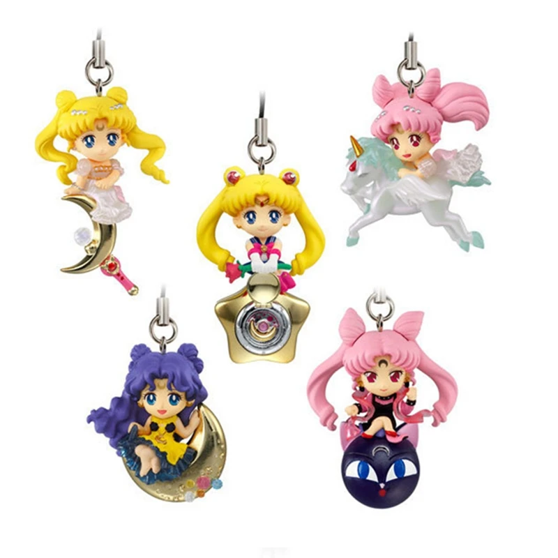 5CM 5 Pieces/Group Anime Figure Sailor Moon Q Version Hare Princess Luna Pendant/Box Egg Collect Ornaments Model Dolls Toy Gift