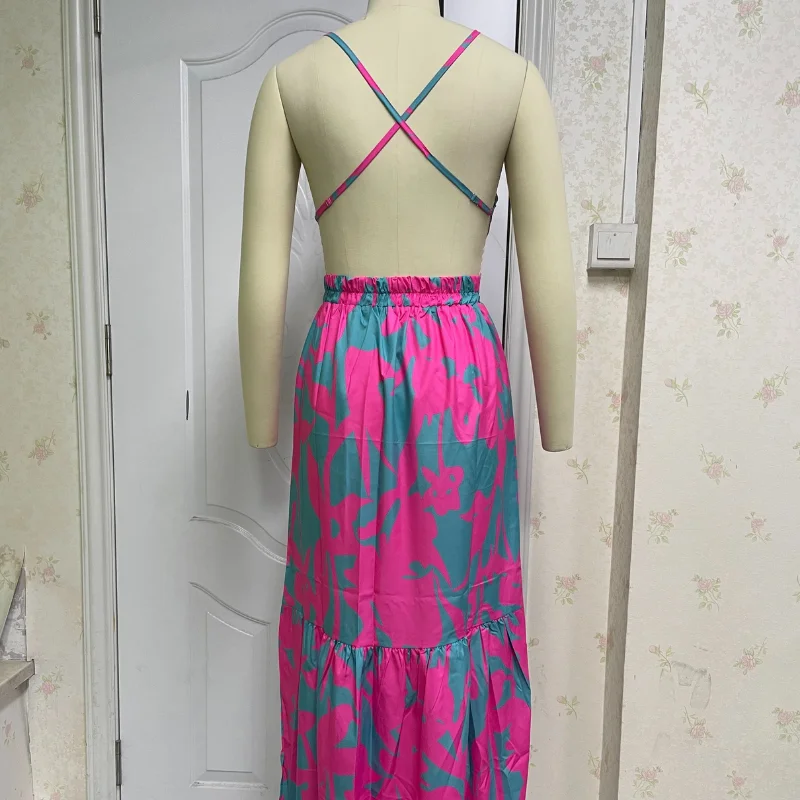 Ellafads женское летнее платье сексуальное макси с V-образным вырезом и вырезами