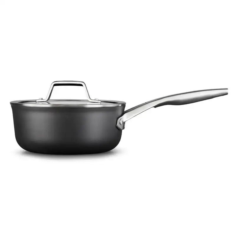 

Hard Anodized Nonstick 2.5 Quart Saucepan with Lid, Black