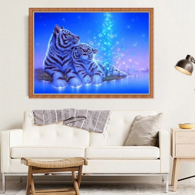 DIY 5D Full Diamond Cartoon Tiger Painting Dotz Cross Stitch Decorative Home Decoration |
