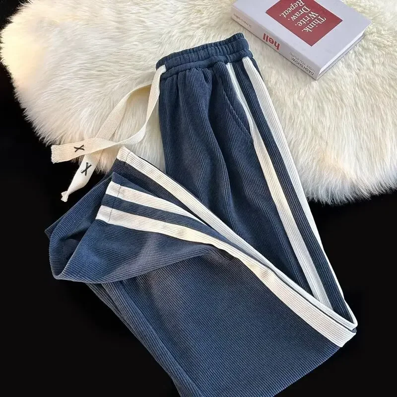 Мужские повседневные вельветовые брюки с боковыми полосками и цветными блоками