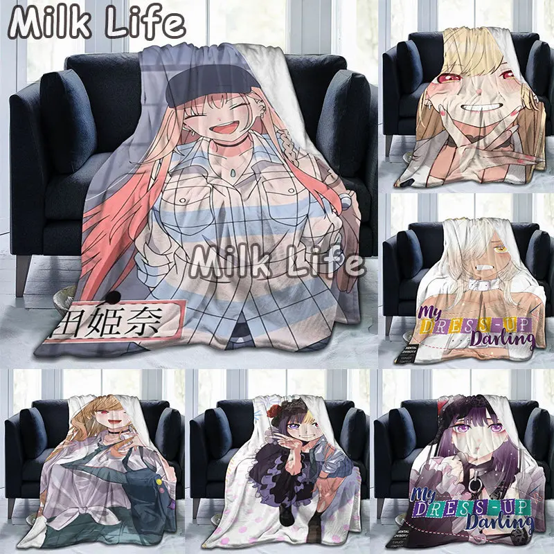 

Anime My Dressup Darling Blanket Flannel Anime Breathable Super Warm Throw Blankets for Bedding Travel Bedding Throw