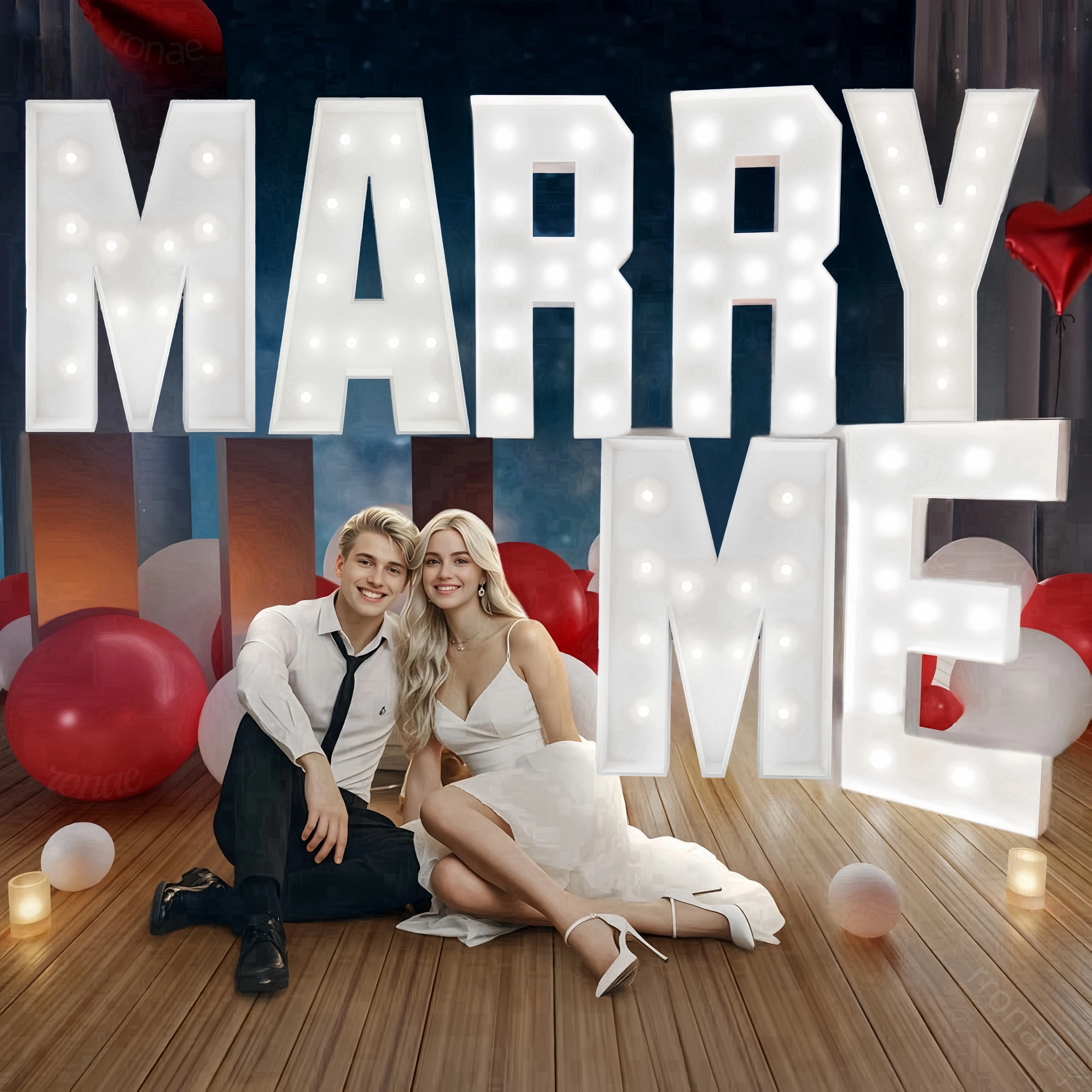 

Световые буквы LOVE MARRY ME BABY картон