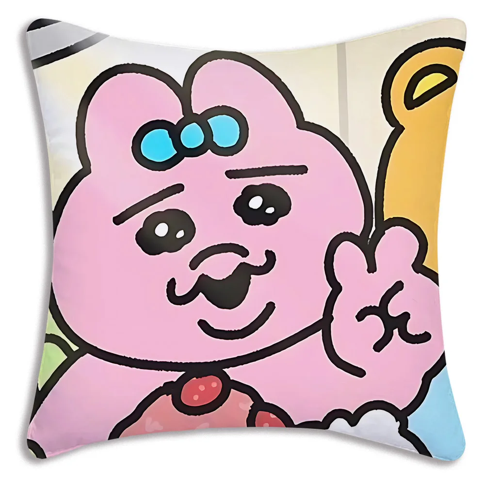 Pillow Covers Kawaii O-Opanchu Usagi Cartoon Sofa Decorative Home Double-sided Printing Short Plush Cute Cushion Cover
