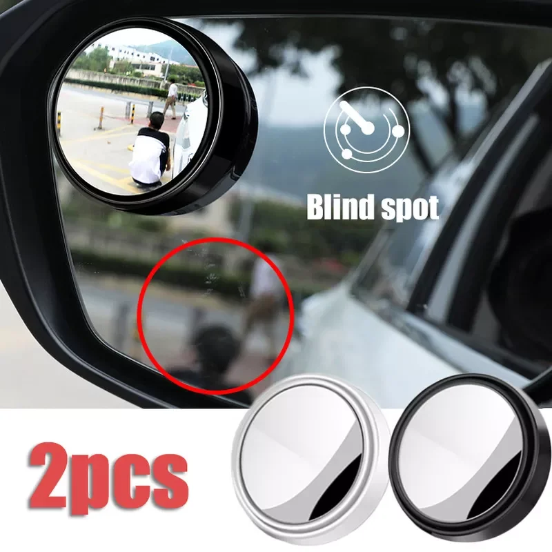 

2 Pcs Car Rearview Mirror Round Blind Spot Mirror 360 Degree Rotating Car Wide-angle Small Round Frame Auxiliary Mirror