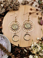 gold sun earrings sun earrings dangle boho sun and moon earrings witchy dangle earrings gift for witch