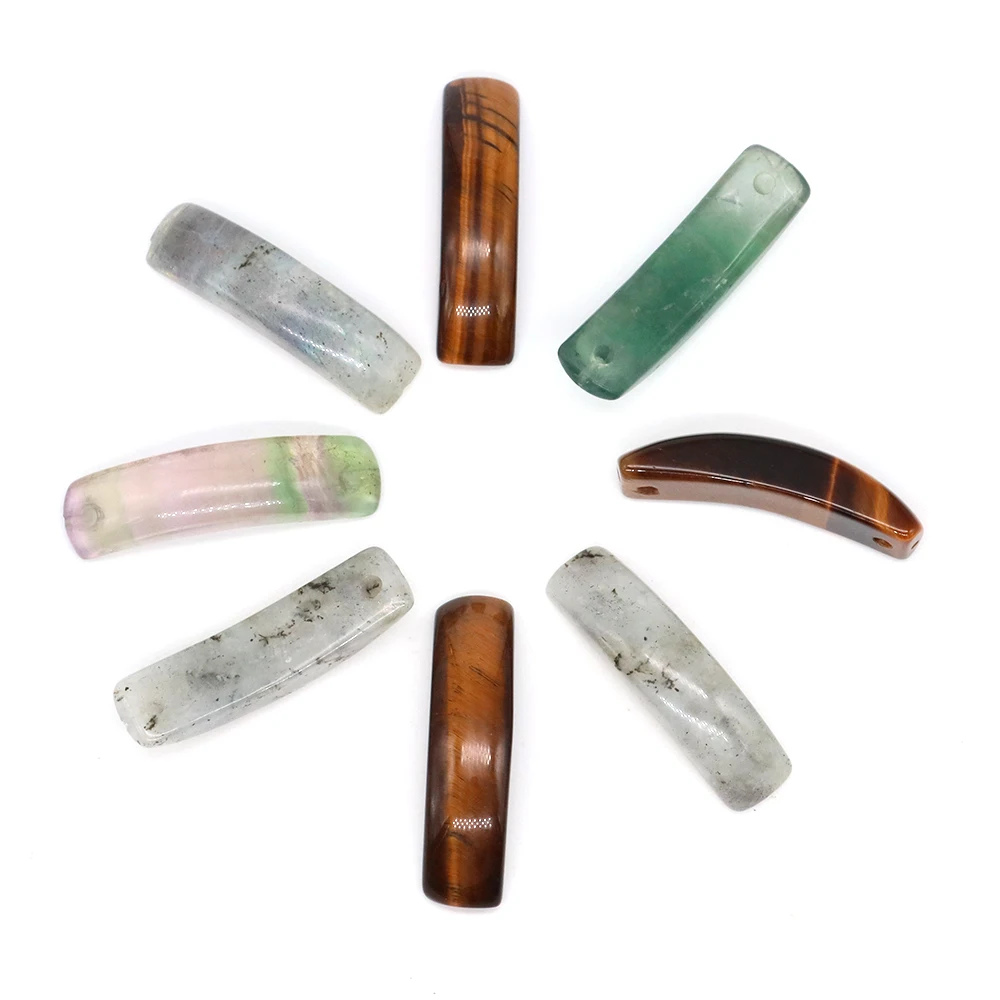 

35x10mm Natural Stone Rectangle Bar Beads Rose Quartz Tiger Eye Gemstones Connectors Jewelry Diy Bracelets Necklaces Accessories