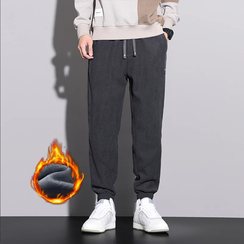 Зимние мужские флисовые спортивные штаны повседневные тонкие утепленные теплые