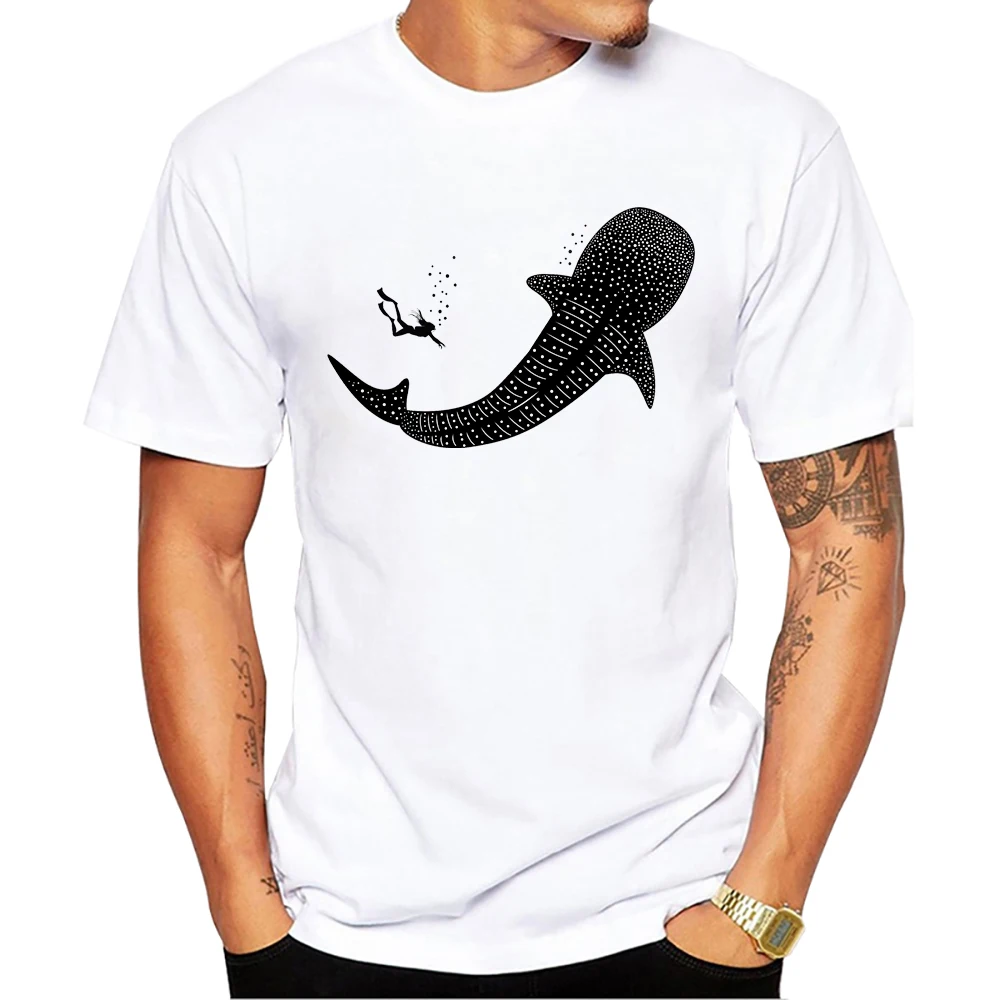 Teehub gemalt Walhai Tops Hammerhead Hai Print Männer T-Shirt O-Ausschnitt Männer Kleidung Kurzarm männlich lässig Streetwear – Detail 6