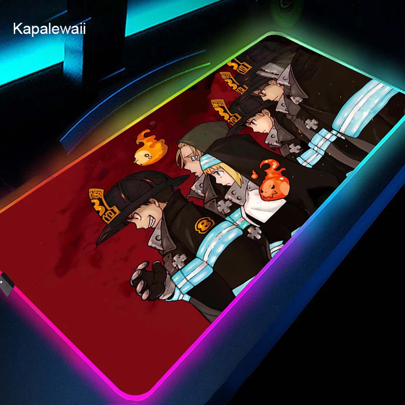 

Fire Force Mouse Pad Gaming Mouse Large RGB Computer MouseMat XL Mousepad Gamer Keyboard Mause Carpet Desk Mat PC Game Mousepad