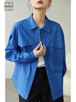 ziqiao japanese 2022 early spring new women tops elegant blouses stand collar long sleeve lace up patchwork design shirts %e3%83%96%e3%83%a9%e3%82%a6%e3%82%b9