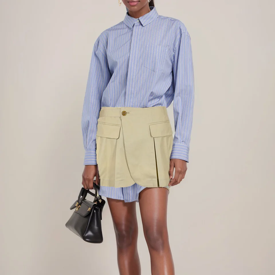 Комплект из двух предметов с ламинированной строчкой короткая юбка женское