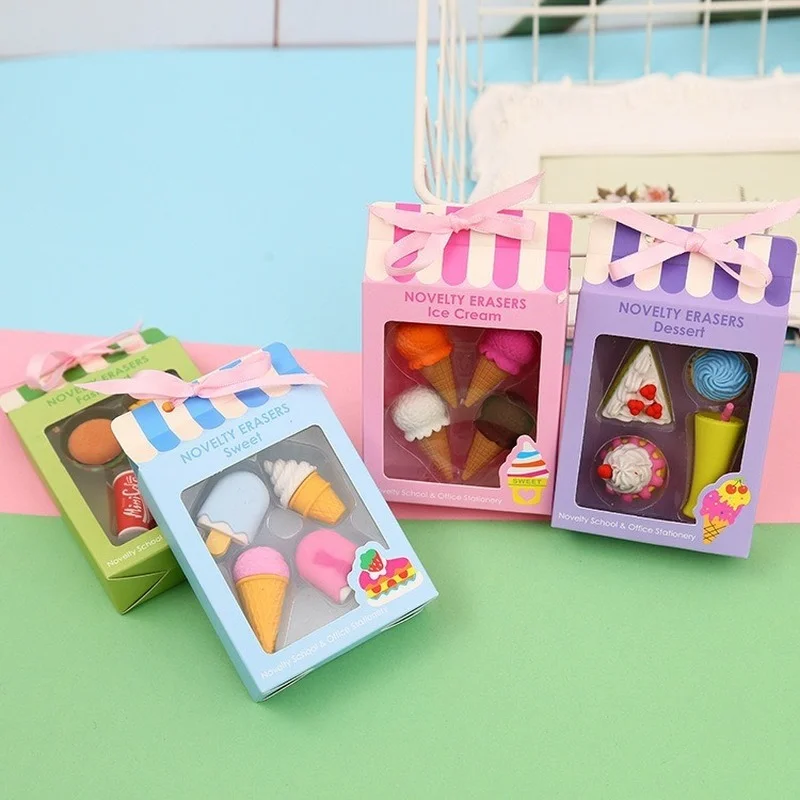 

Boxed Cartoon Cute Eraser Ice Cream Cake Modeling Eraser School Supplies